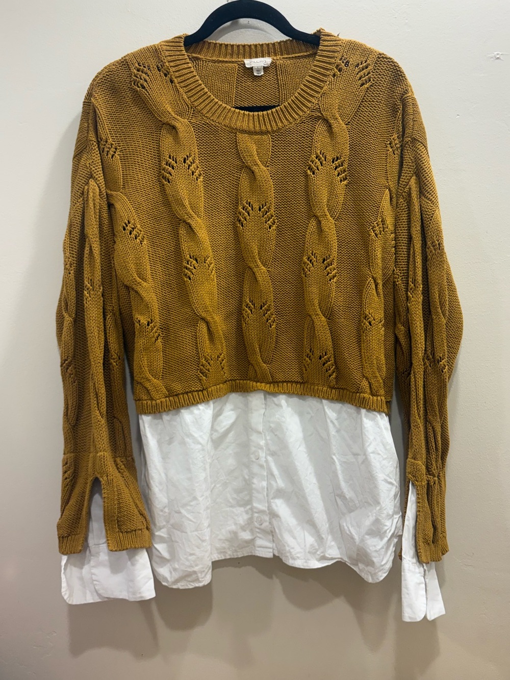 Pilcro Anthropologie Cable Knit Twofer Sweater Large